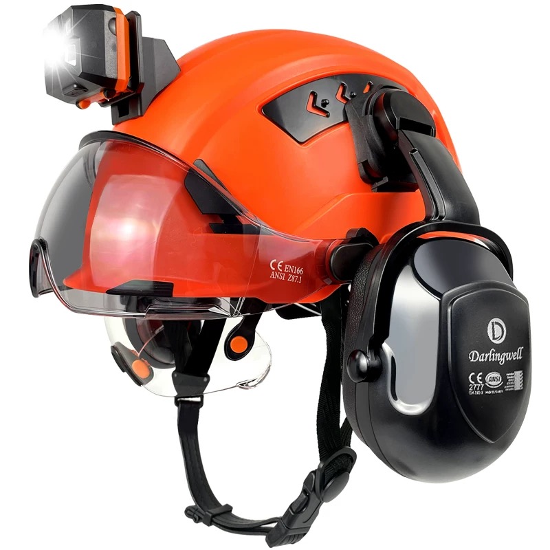 Industrial helmet with earmuff headlamp CE MSA helmet Casco de seguridad Cască 