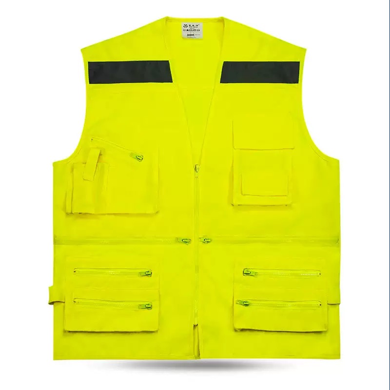 Weste Polyester Breathable Hi-Vis Reflective Safety Vest with Pocket and Zipper Gilet Alta Visibilit