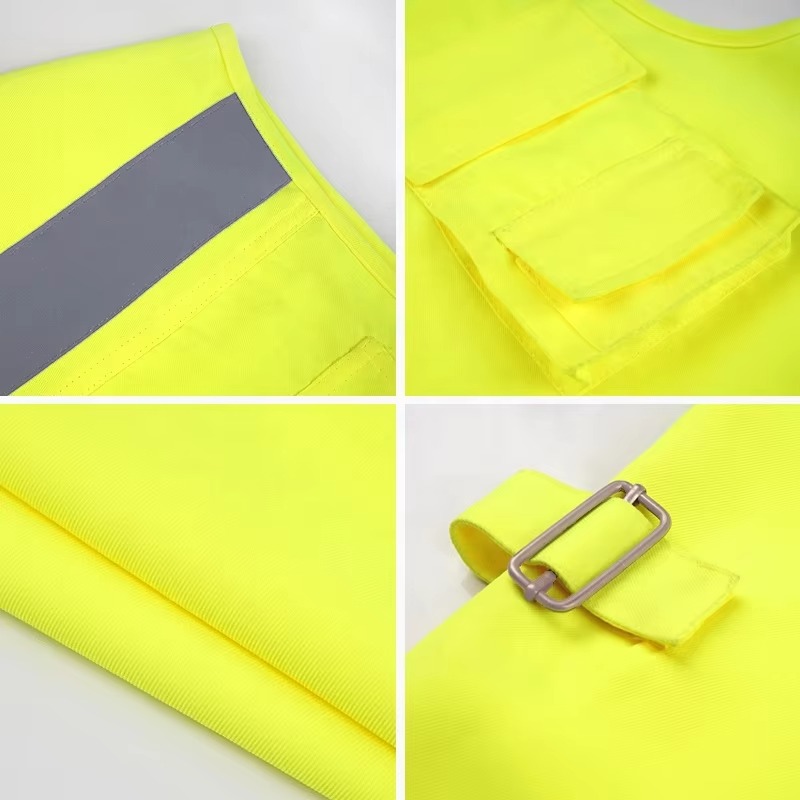 Weste Polyester Breathable Hi-Vis Reflective Safety Vest with Pocket and Zipper Gilet Alta Visibilit