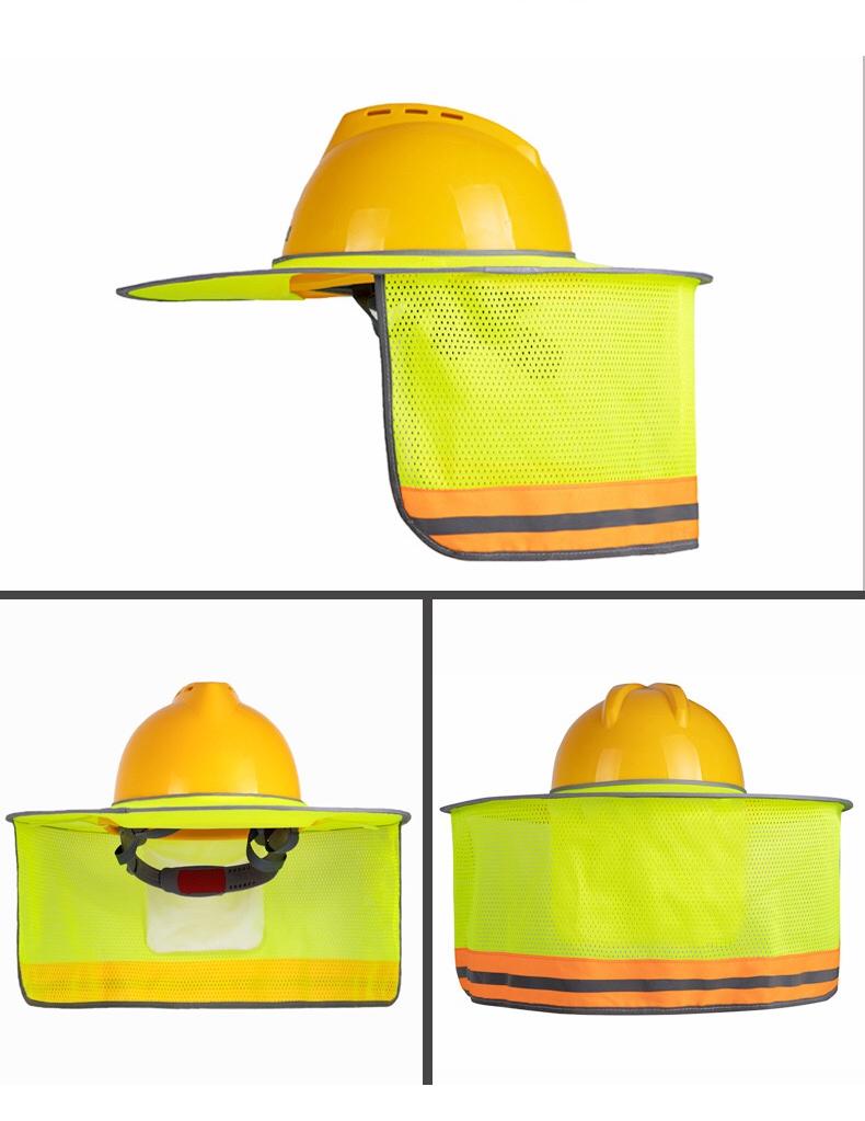 Four-Point Fixing Helmet Sun Shade Hard Hat Sun Neck Shield with Full Brim Reflective Stripe