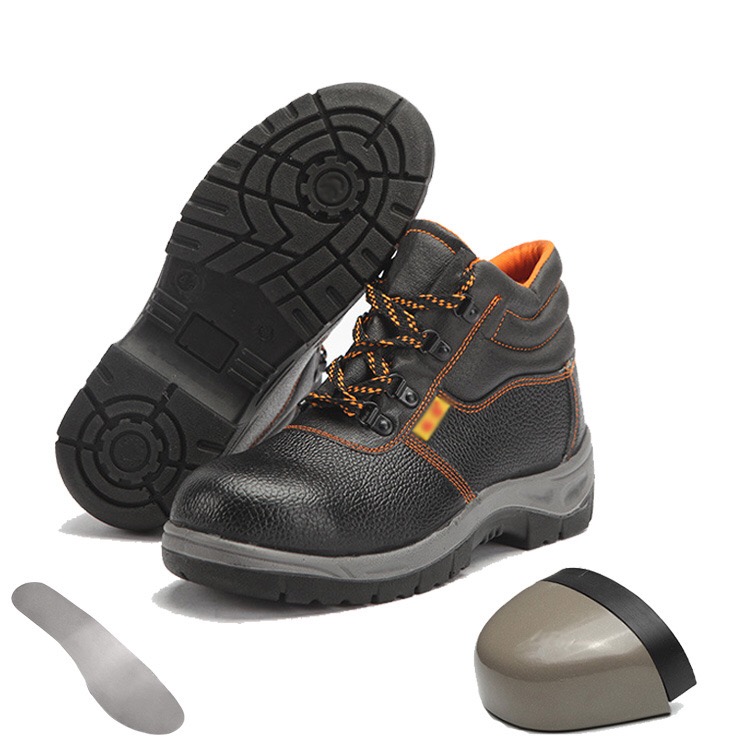  Industrial leather anti-puncture wear-resistant oil-resistant footwear with steel toe