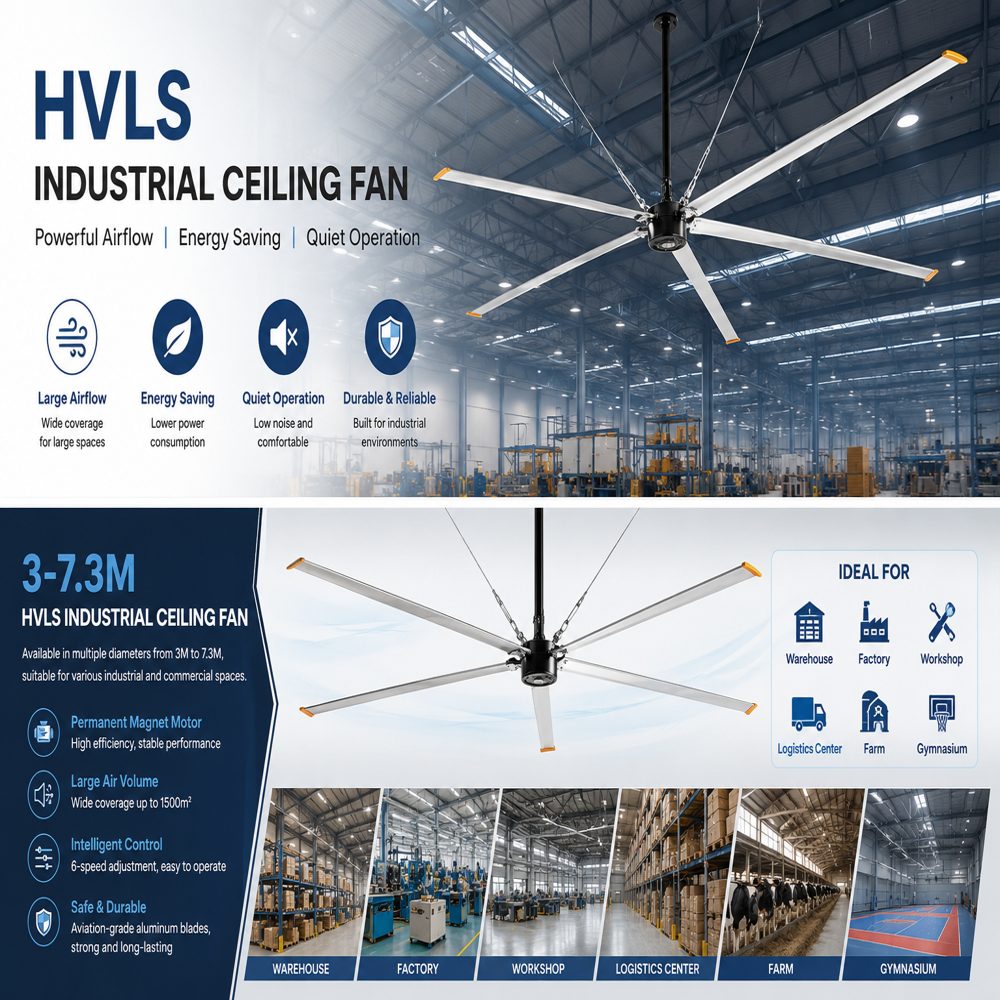 HVLS Industrial Ceiling Fan for Warehouse & Factory Cooling
