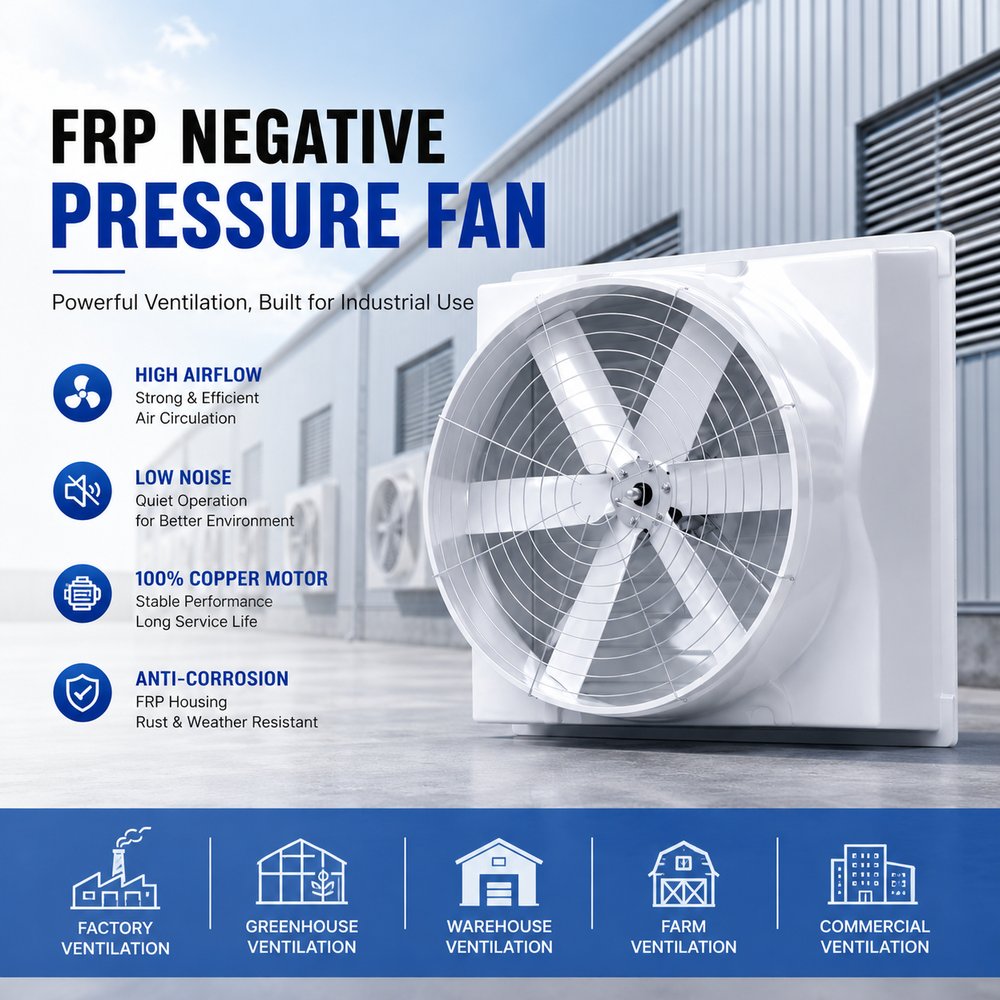 FRP Negative Pressure Fan for Industrial  Agricultural Ventilation Factory  Warehouse 