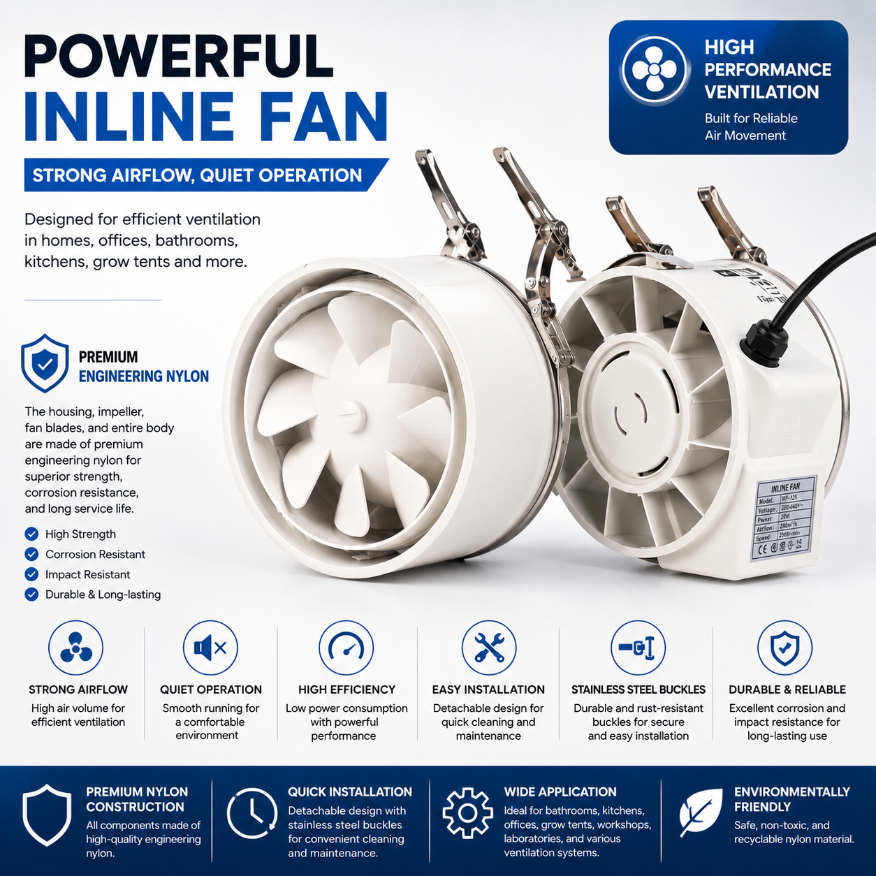 Mixed Flow Inline Duct Fan 
