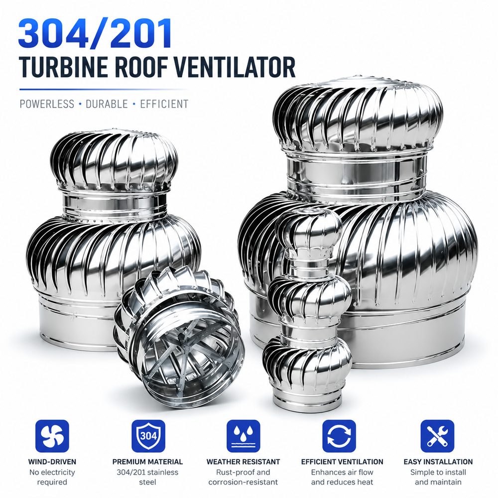201 304 Stainless Steel Wind Driven Roof Turbine Ventilator 32-Blade Powerless Air Vent