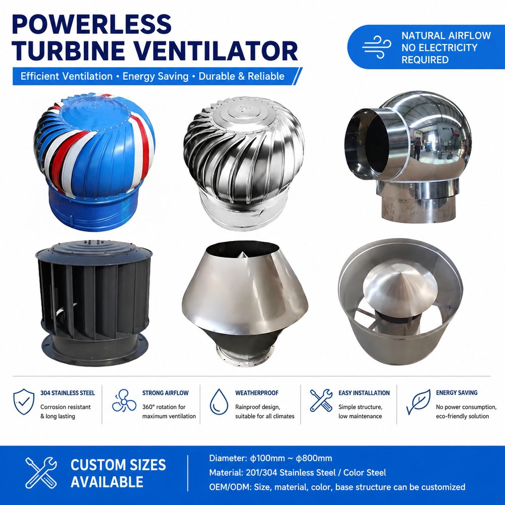 201 304 Stainless Steel Wind Driven Roof Turbine Ventilator 32-Blade Powerless Air Vent